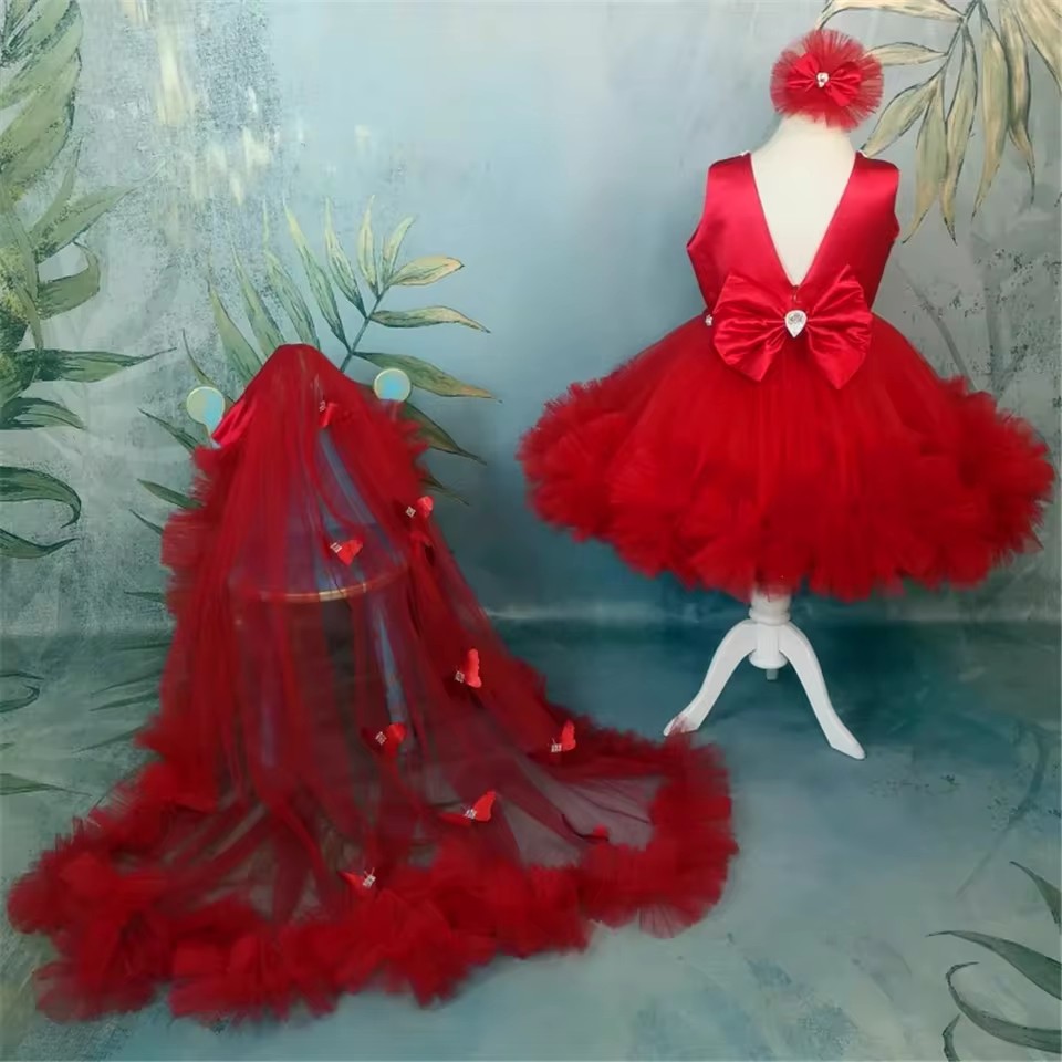Красные платья с цветочным узо – обзор и цена Toddler Girl Tulle Party Dress